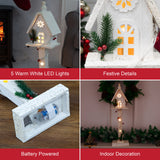 70cm white wooden LED Christmas treehouse decoration