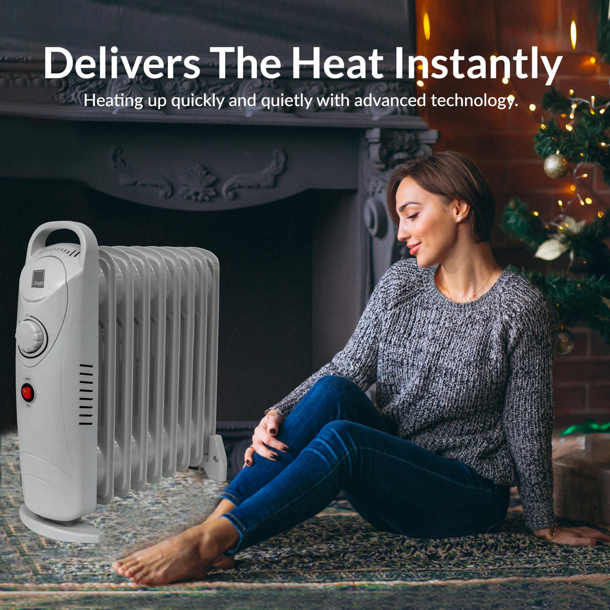 1000W 9-fin oil-filled radiator heater in white