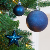 Navy shatterproof Christmas baubles set of 50 mixed sizes