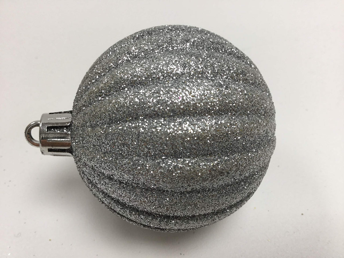 Premier silver glitter pumpkin Christmas baubles pack of 16