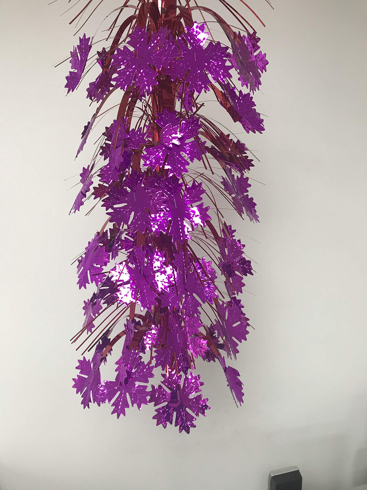 Red and purple foil Christmas cascade hanging decoration 65cm