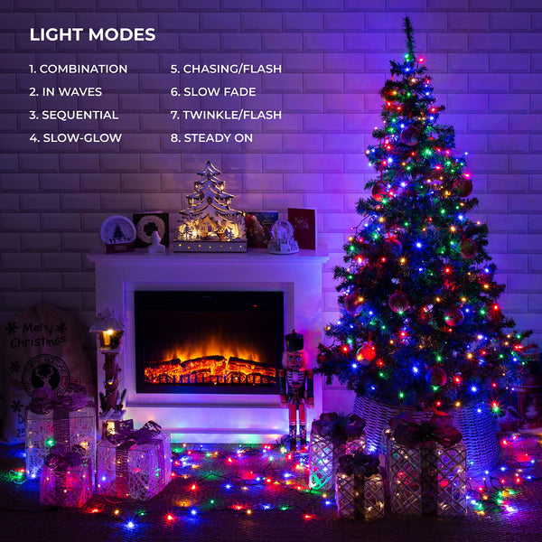 The Christmas Workshop 70320 Multi-Coloured Christmas Lights / 50 LED Christmas Tree Lights / 4.9 Metres Long / Battery Operated / Indoor Or Outdoor Christmas Decorations / 8 Light Modes
