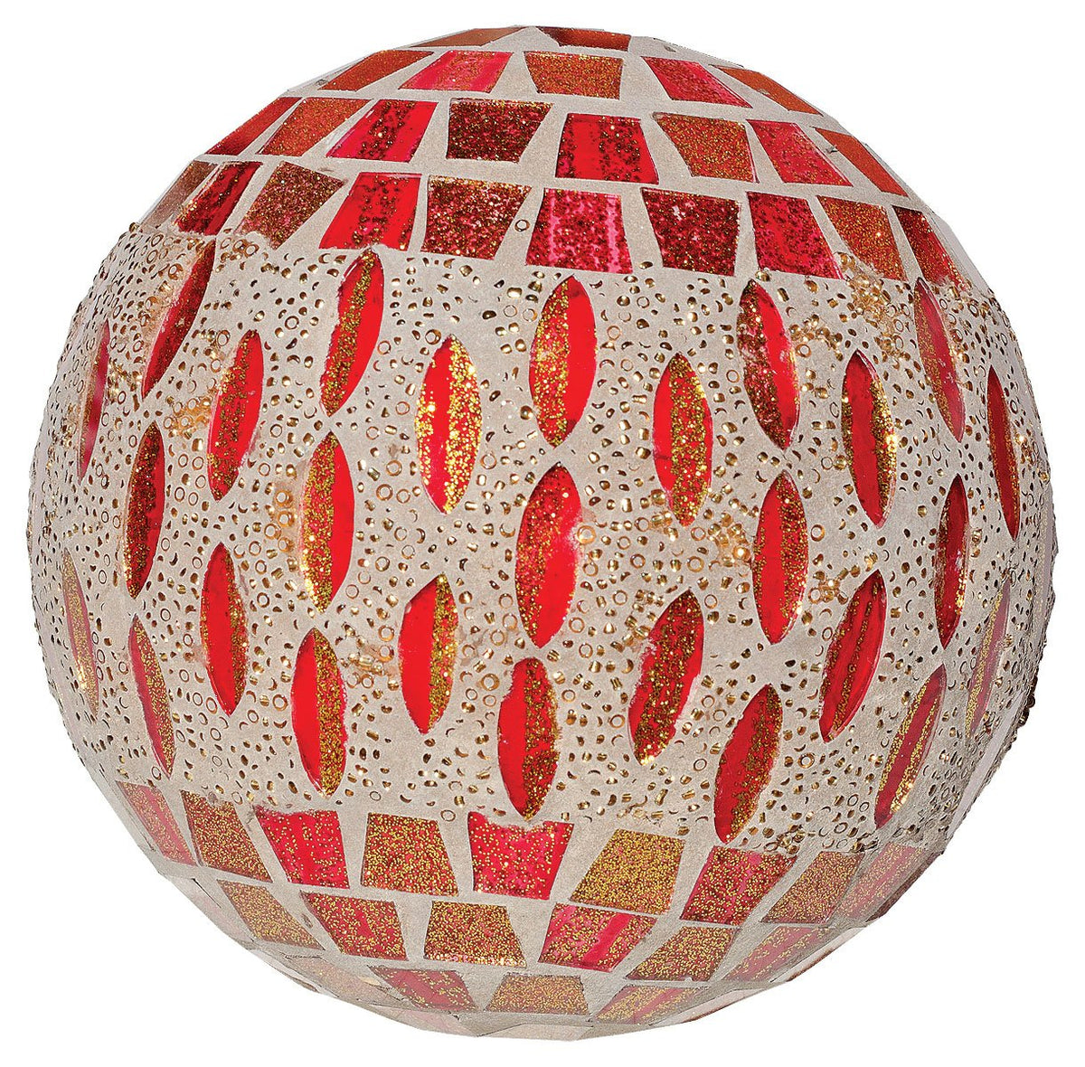Large red and bronze mirrored mosaic decorative ball 12.5cm