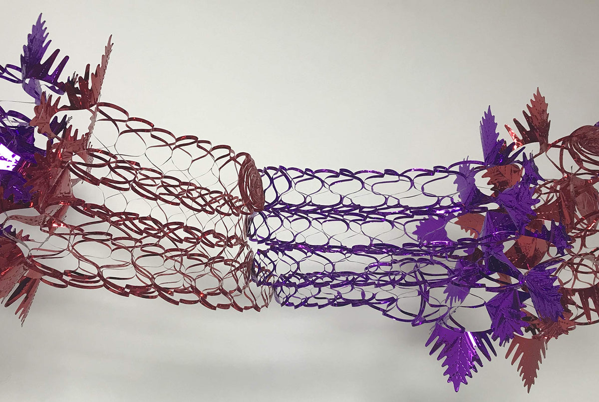 Red and purple foil Christmas garland ceiling decoration 9ft