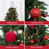 Red shatterproof Christmas baubles set of 50 mixed sizes
