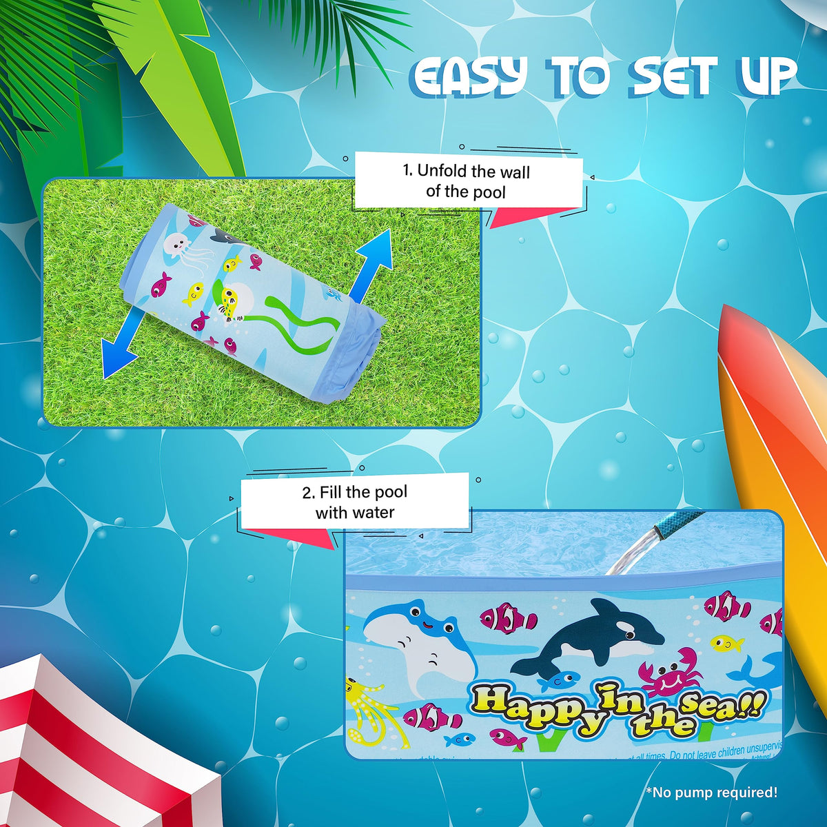 Benross 120cm rigid paddling pool with sea life design