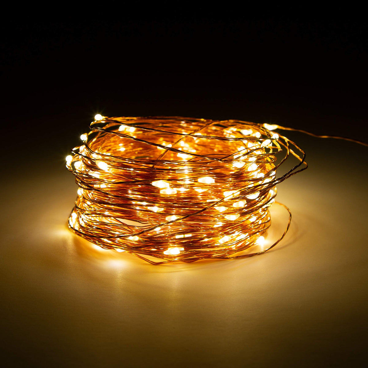 200 warm white LED copper wire Christmas lights – 19.9m