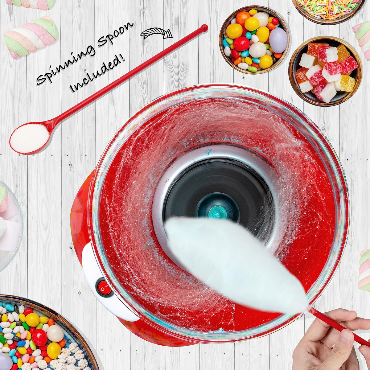 Global Gizmos red retro 500W candy floss maker