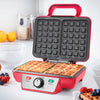 Global Gizmos red two-waffle maker