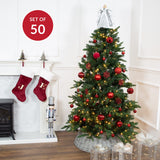 Red shatterproof Christmas baubles set of 50 mixed sizes