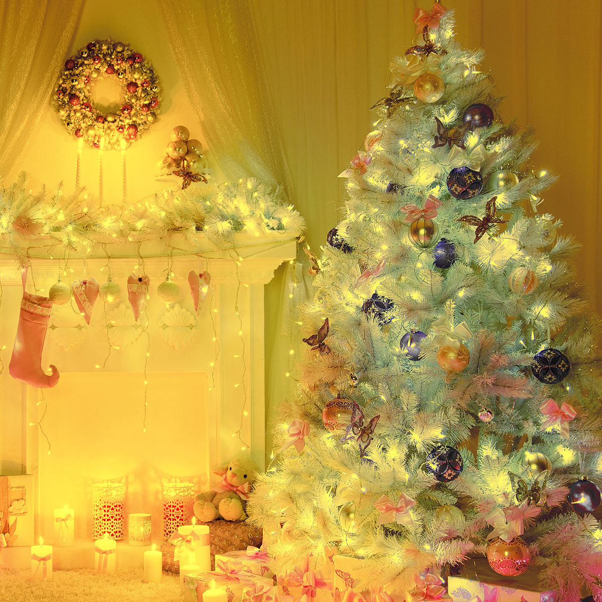 1000 warm white LED chaser Christmas lights – 69.9m