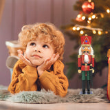 35cm red and green wooden nutcracker soldier Christmas decoration