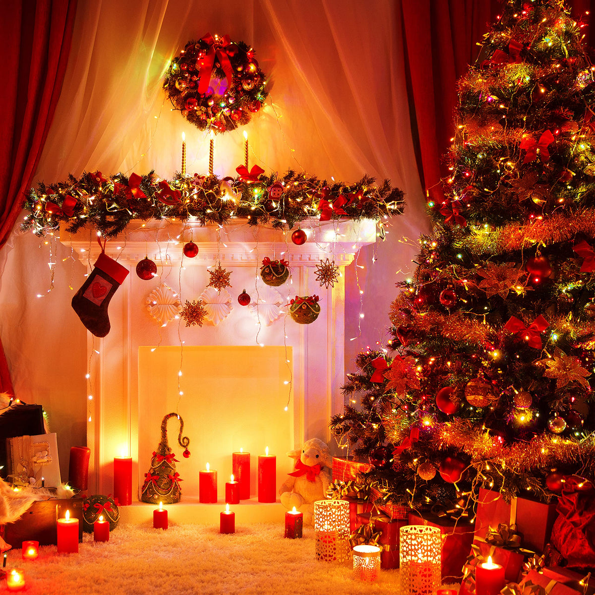 1000 multi-coloured LED chaser Christmas lights – 69.9m