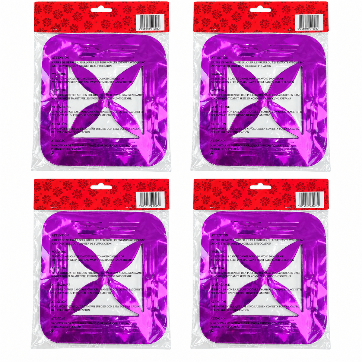 Red & Purple Christmas Foil Ceiling Decorations | 9ft Garlands, Stars & Cascades