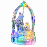Colour-changing LED acrylic Christmas Nativity scene with Mary, Joseph and Baby Jesus
