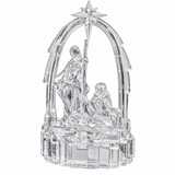 Clear acrylic Christmas Nativity scene shown unlit