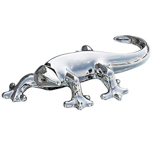 Large silver ceramic gecko sculpture