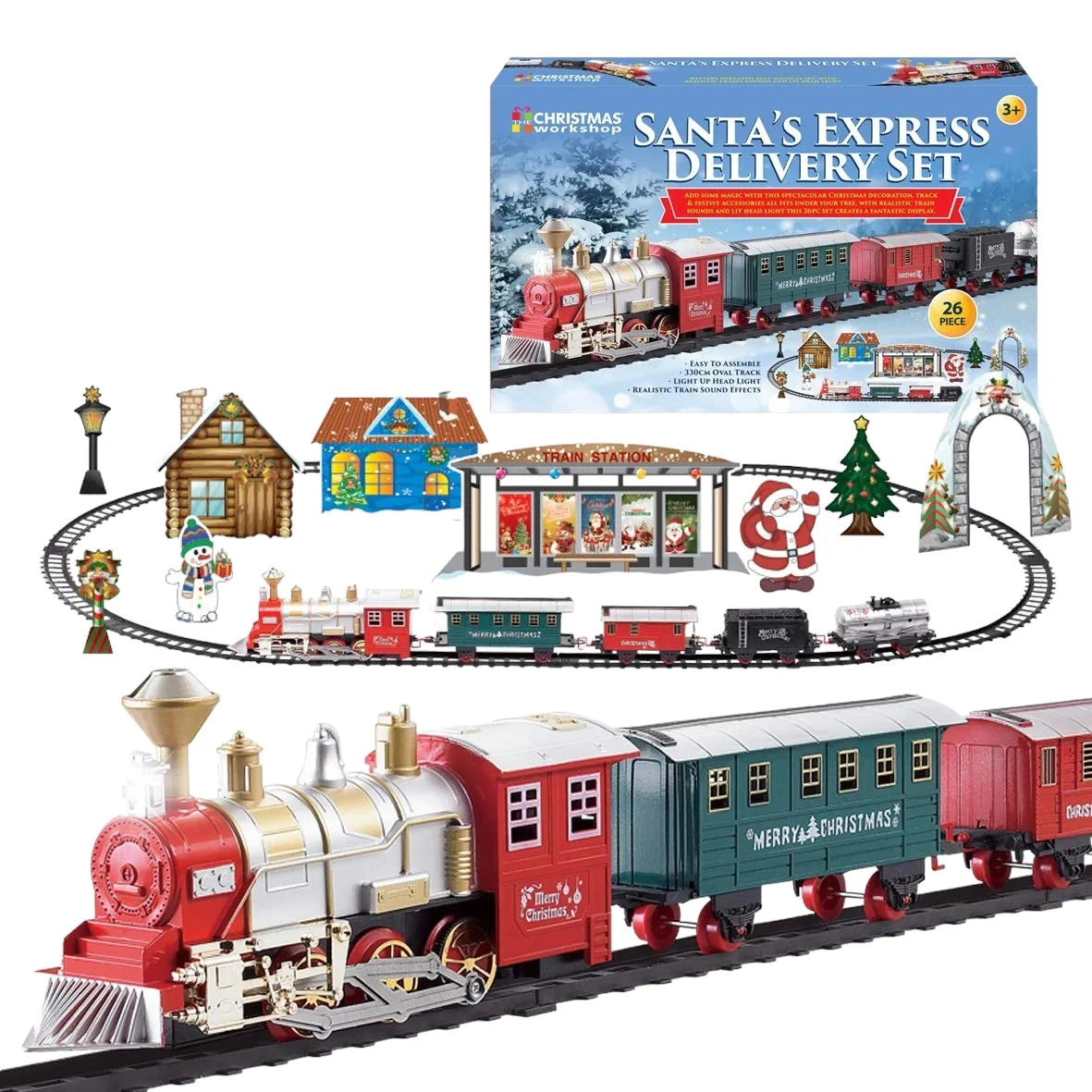 The Christmas Workshop Santa's Express five-carriage train set