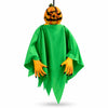 Evil pumpkin hanging Halloween ghost decoration 46cm with green fabric and orange hands on white background