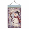 Frosty snowman metal Christmas wall hanging front view, 42 x 23cm