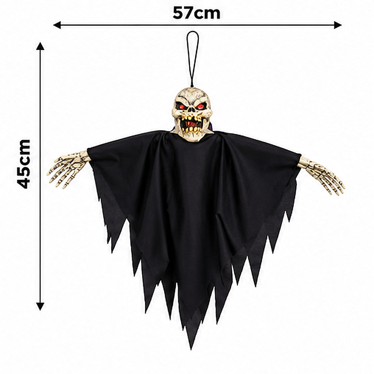 Hanging Ghoul Halloween decoration dimensions 45cm high and 57cm wide