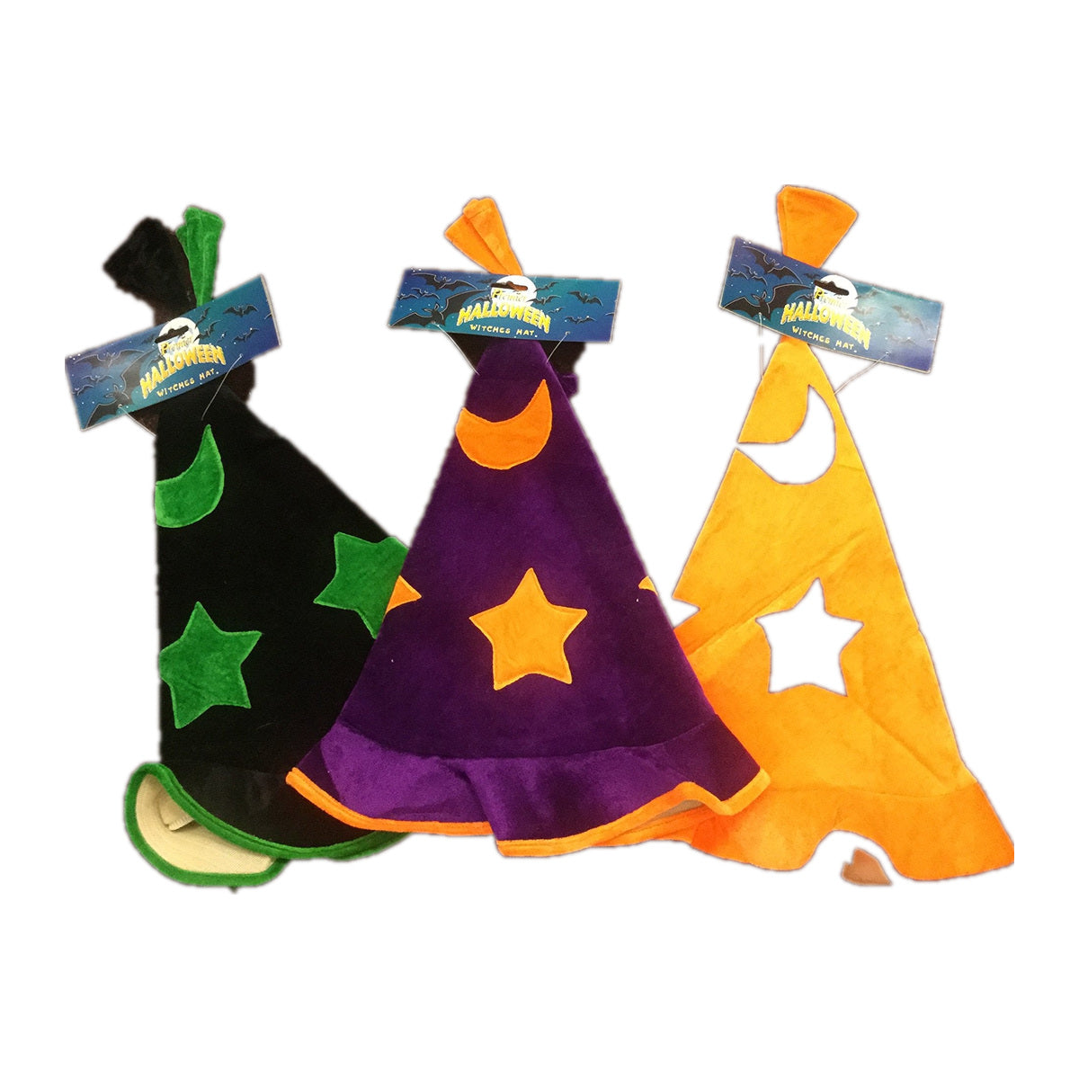Neon Witch & Wizard Hat – Purple or Orange, One Size on a clean white square background