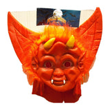 Children's Red Devil Halloween Mask with Hair on a clean white square background