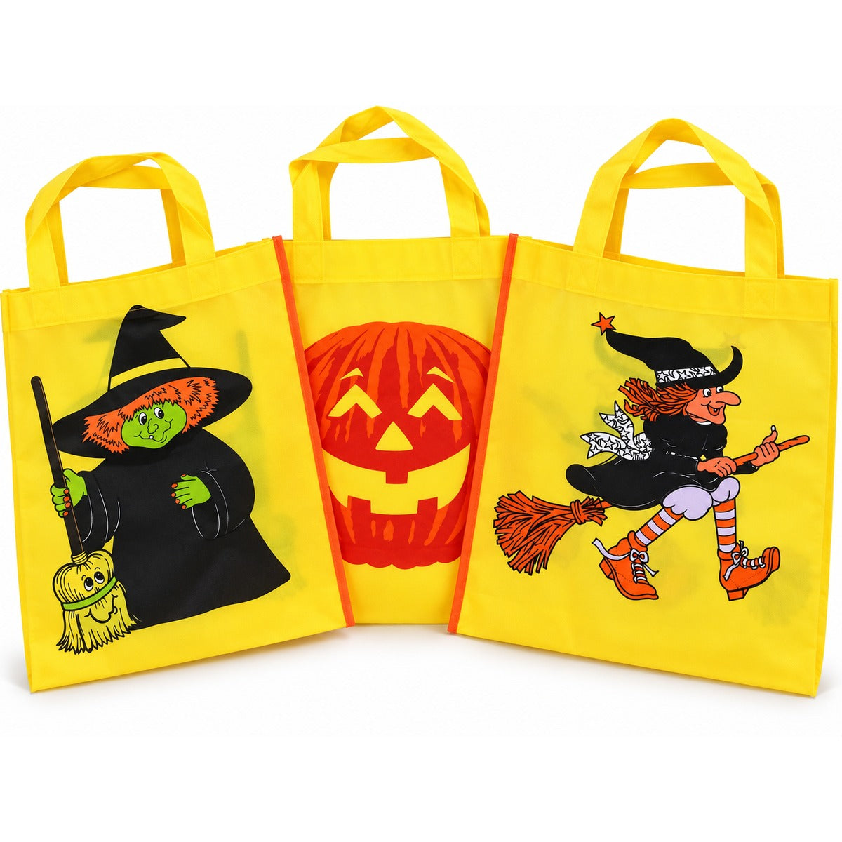 Premier Halloween trick or treat bags – standing witch, pumpkin and flying witch designs