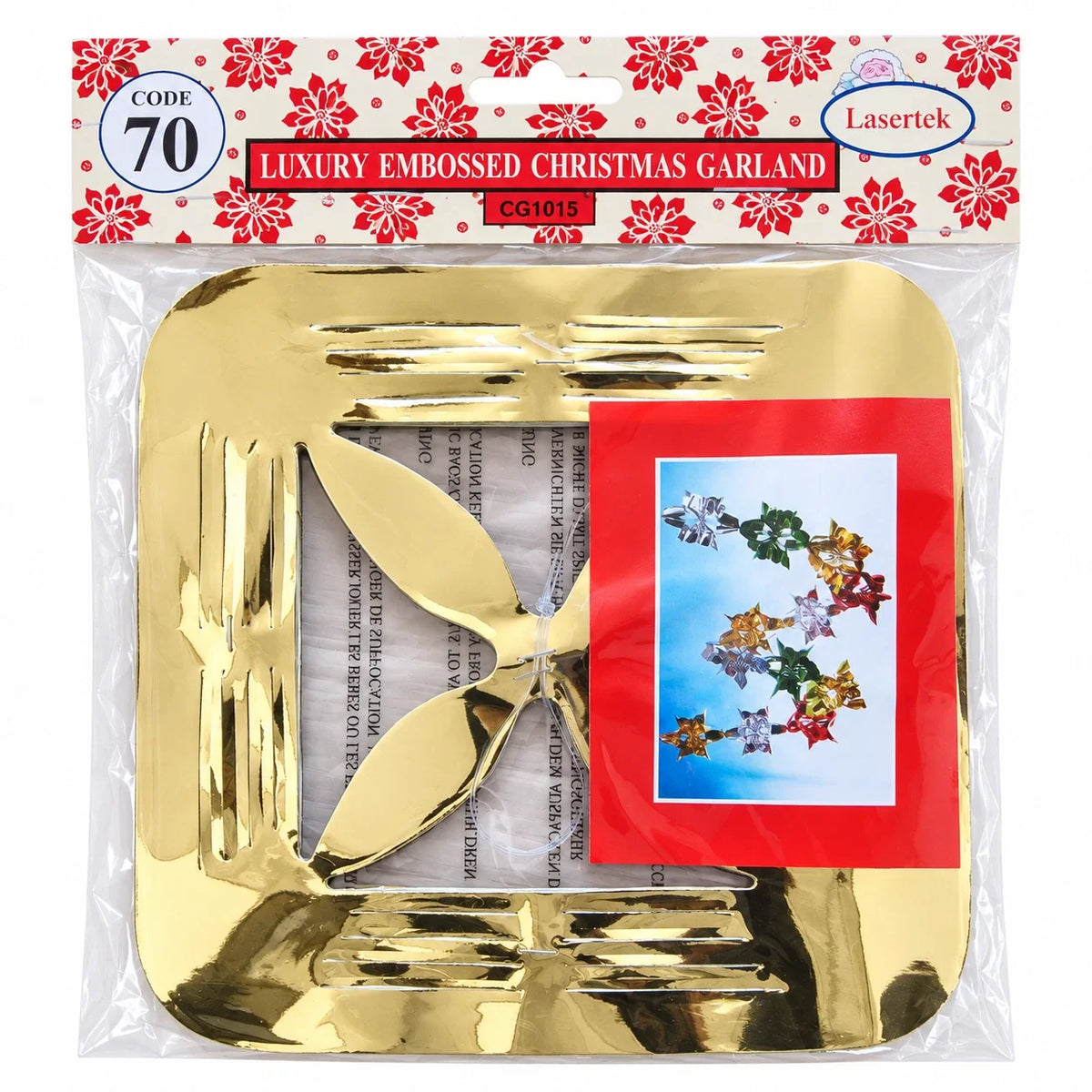 LaserTek cream and gold foil Christmas garlands and ceiling decorations – product view 4