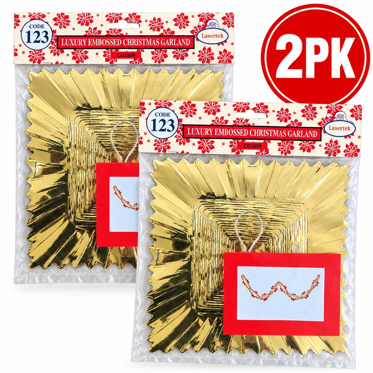 LaserTek cream and gold foil Christmas garlands and ceiling decorations – product view 9