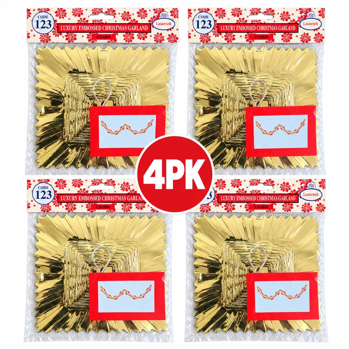 LaserTek cream and gold foil Christmas garlands and ceiling decorations – product view 10