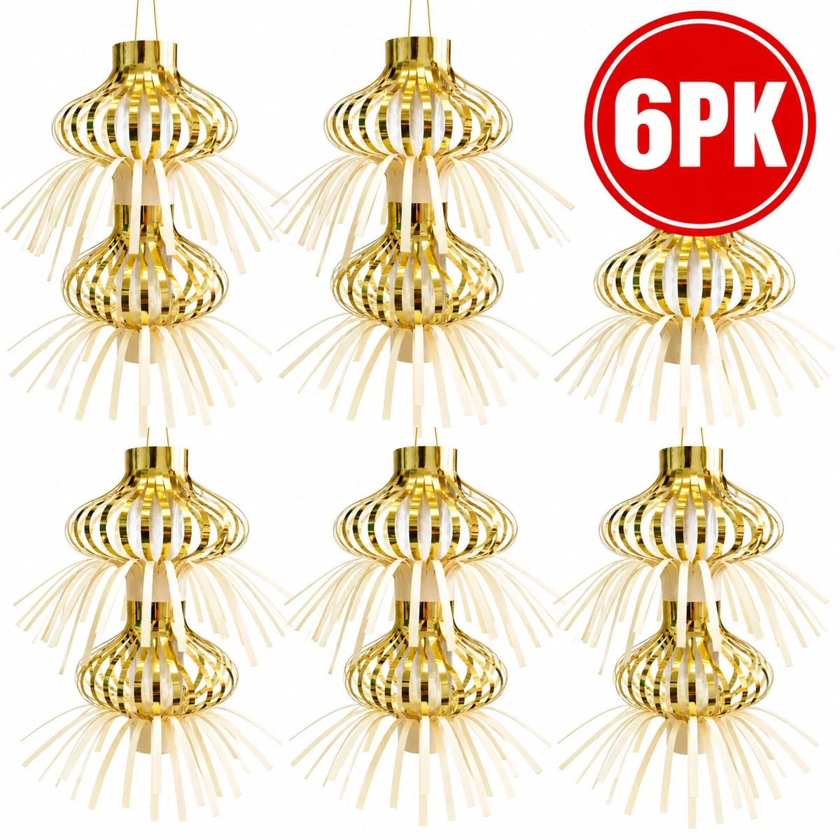 LaserTek cream and gold foil Christmas garlands and ceiling decorations – product view 11