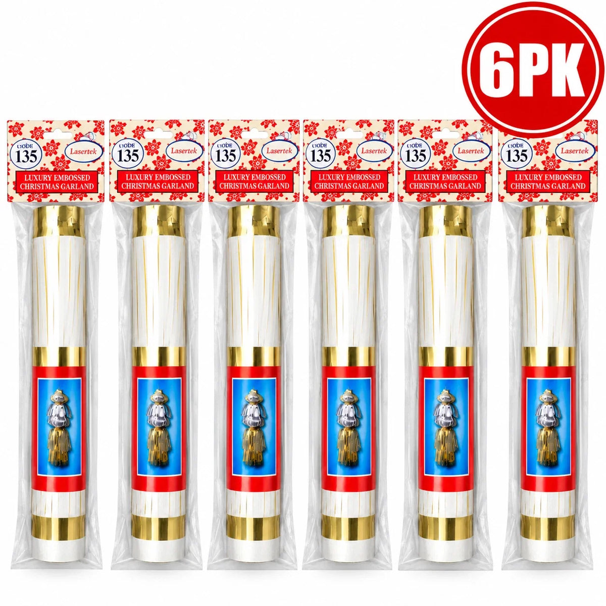 LaserTek cream and gold foil Christmas garlands and ceiling decorations – product view 12