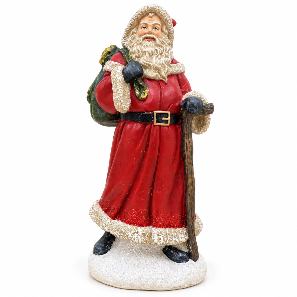 Pair of 26cm red Santa Claus Christmas ornaments with gift details