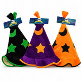 Premier kids Halloween witch hats with crescent moon above two stars, purple orange, black green and orange black