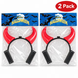 Two Premier children's red devil horns light-up headbands in retail packaging, 2 pack