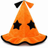 Premier children’s orange Halloween witch hat with black stars and black brim, HH53004