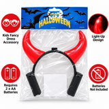 Premier light-up devil horns headband; requires two AA batteries per headband, batteries not included