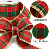 Tartan wired Christmas ribbon used to decorate a Christmas tree