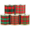 Premier wired tartan Christmas ribbon, 6cm x 2.7m, five assorted designs