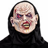 Putrid zombie Halloween full face rubber mask with attached black hood on white background