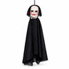 SAW Jigsaw Billy puppet 15 inch hanging Halloween decoration with white face and black cloak on white background