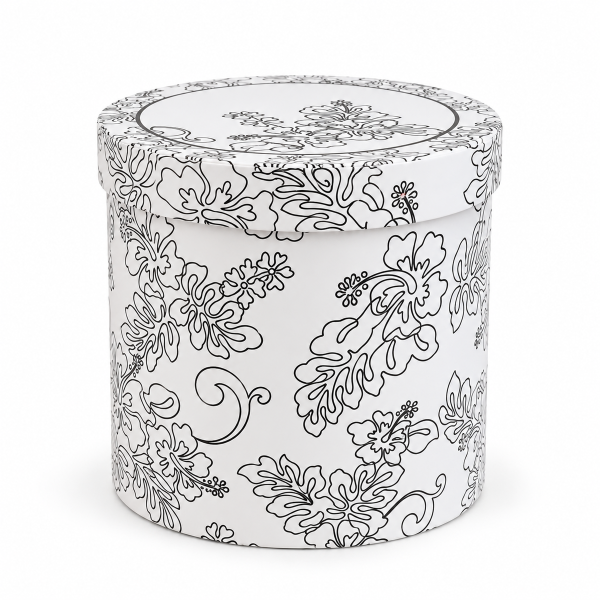 Floral presentation gift box for the set of four black and white ceramic bowls