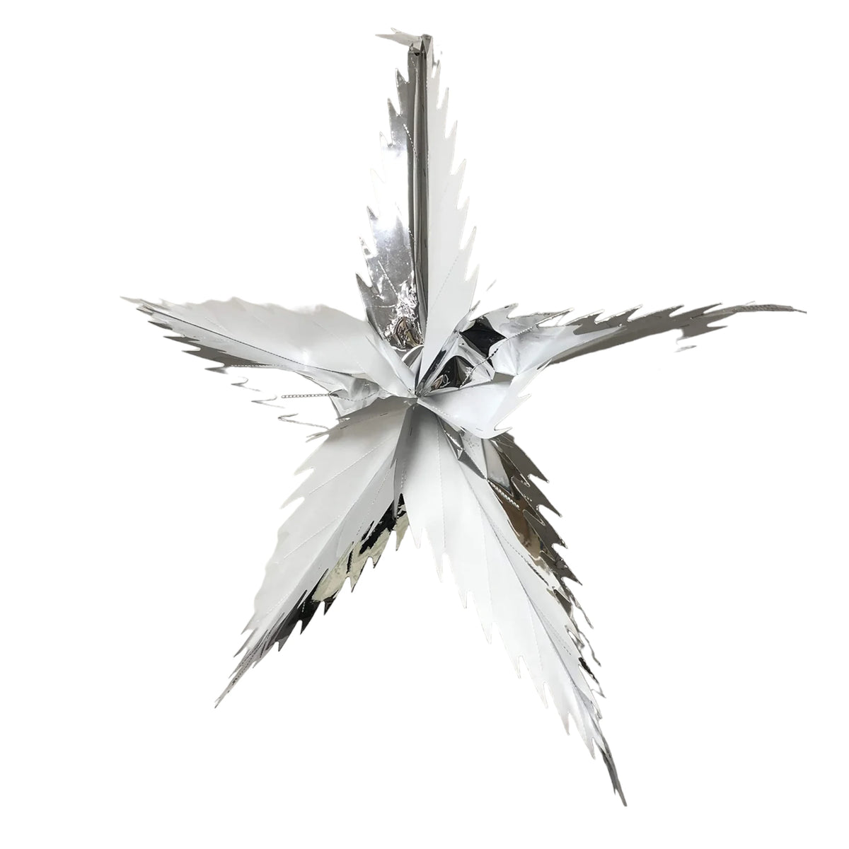 55cm silver and white spiked star foil Christmas ceiling decoration