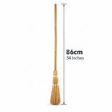 Witch straw broomstick measuring approximately 86cm or 34 inches long