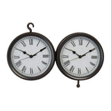 Traditional double-sided wall clock with wrought iron effect bracket