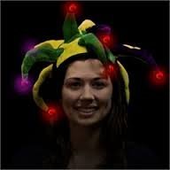 Velvet jester hat with illuminated red points