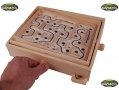 Wooden labyrinth puzzle with numbered maze and ball