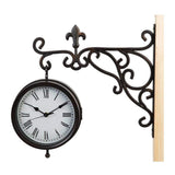 Hometime double-sided hanging wall clock with ornate bracket 40cm