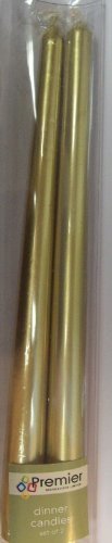 Pack of two gold taper dinner candles
